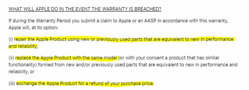 How does apple handle a warranty 2