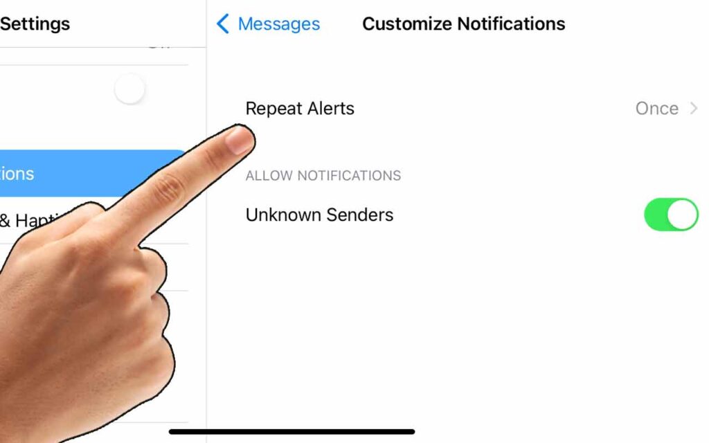 how to disable iPhone SMS alerts repeat
