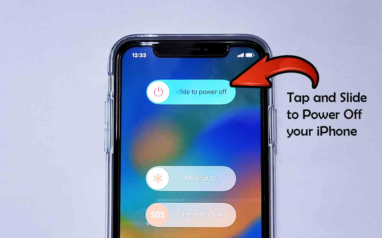 pres and hold the power button volume down button then tap and slide to power off your iPhone