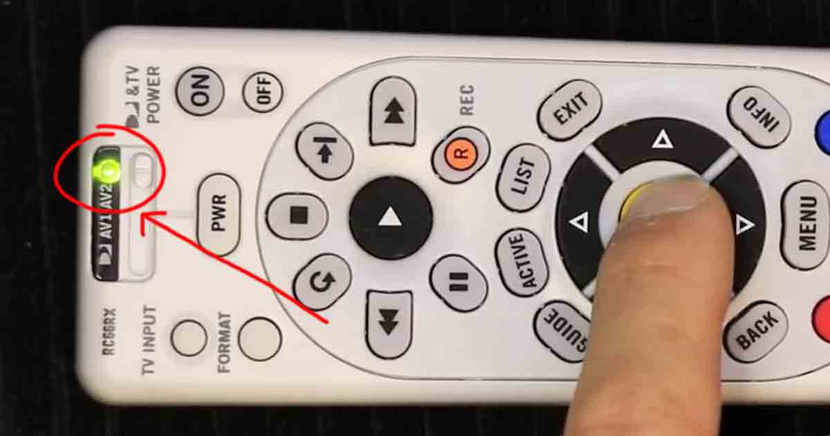 how to program a directv remote to a tv led light flashes twice