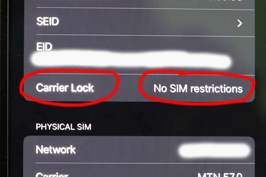 When the carrier lock option shows "no sim restrictions", it means your iPhone is unlocked